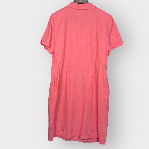 The TOG Shop Midi Shirt Dress Women Size 14P Pink Button Front Linen Blend - Picture 6 of 14